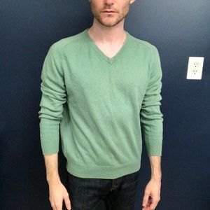 J Crew cotton/cashmere sage green v neck sweater